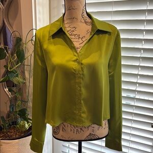 Green Women's Button-Up Blouse